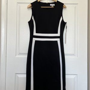 Calvin Klein Scuba Dress - Black and White Colorblock Body Con